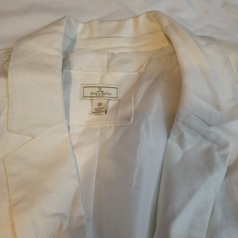 Jules & Leopold 3/4 Sleeves Linen-Blend Blazer - White - Picture 4 of 5